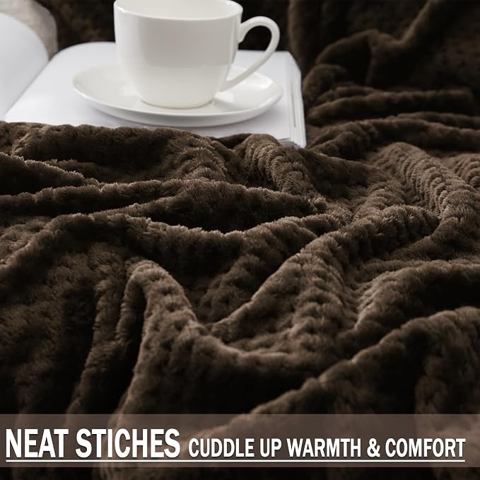 Exclusivo Mezcla Soft Waffle Fleece Bed Blanket King Size, Coffee | Lightweight Plush Blanket for Bed, Bedroom, Cozy Flannel with Waffle Texture, Stylish Home Decor, All Season, 104x90 Inches