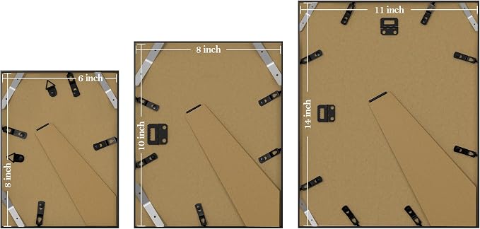 eletecpro Aluminum Gallery Wall Frame Set of 8 with Glass Cover, Black | Including 2Pcs 11x14, 3Pcs 8x10, 3Pcs 6x8 Photo Frames, Multiple Sizes Picture Frames Collage Wall Decor or Tabletop Display