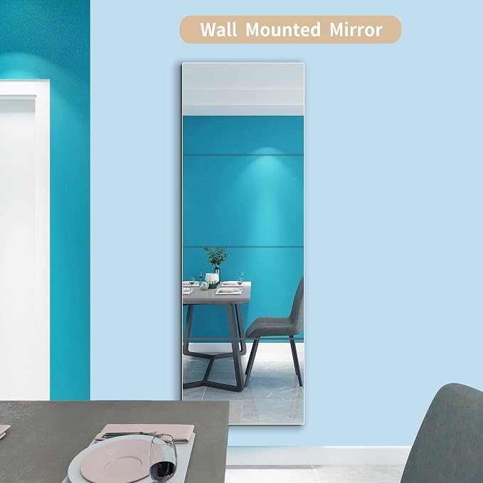quegau Full Length Safety Shatterproof Mirror for Kids, Plastic Wall Mirror Made of Acrylic Plexiglass, 4 Pcs 12" x14", Long Bedroom Door Closet Mirror for Home Gym Body Workout