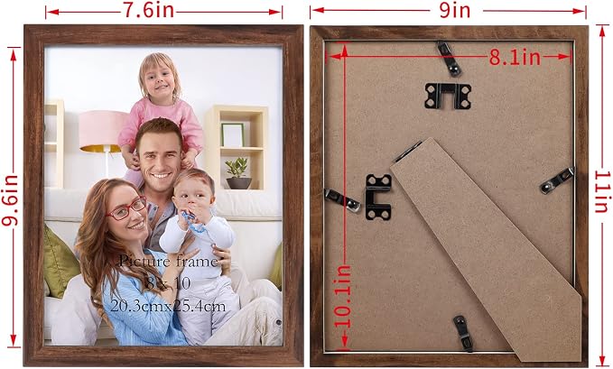 Giftgarden 8x10 Picture Frame Brown Set of 7 Rustic Walnut-Color Photo Frames 8 by 10 for Wall or Tabletop