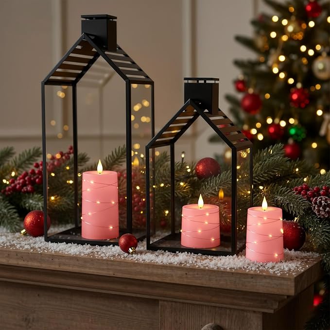 Raycare Pink Battery Operated Flameless LED Pillar Candle with Remote Timer