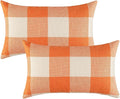 VAKADO Orange Buffalo Plaid Fall Throw Pillow Covers 12x20 Set of 2 | Orange buffalo check polyester, hidden zipper.Outdoor Fall porch decor for Thanksgiving. machine washable.