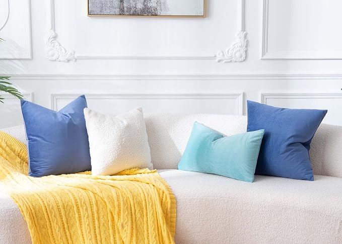 JUSPURBET 28x28 Euro Velvet Throw Pillow Covers Set of 2,Blue