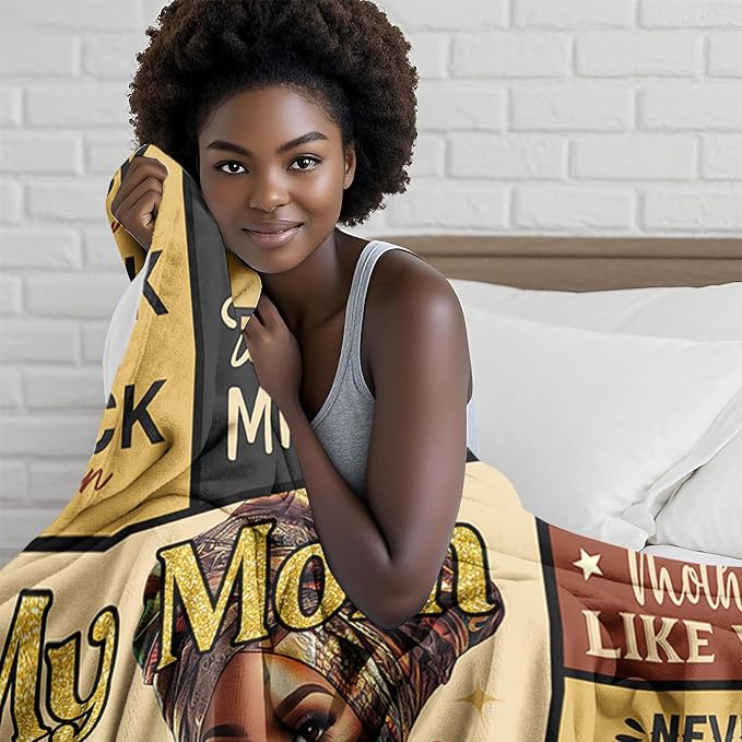 African American Gifts for Mom Blanket 60"X50", Black Mom Birthday Gifts, Afro Encouragement Inspirational Gifts Idea for Black Mama Women Mother's Day