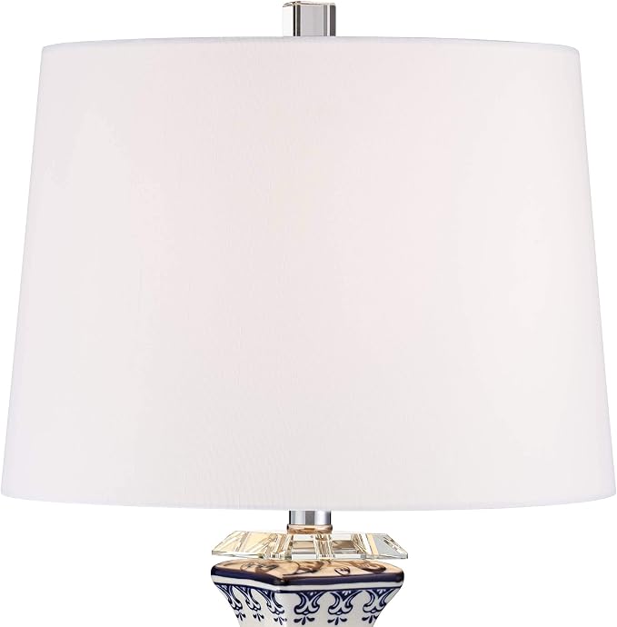 Iris 28" Tall Table Lamps Set of 2 Blue White Porcelain Jar Traditional