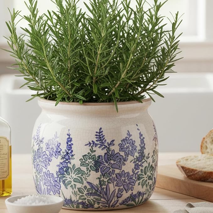 Xiaan Jiaju Pots for Plants, Ceramic Planters for Indoor/Outdoor Plants | 6.29" Round Vase & Plant Pots with Drainage, Vintage Rustic Outdoor Vases for Centerpieces, Home & Porch Decor, Vintage Blue