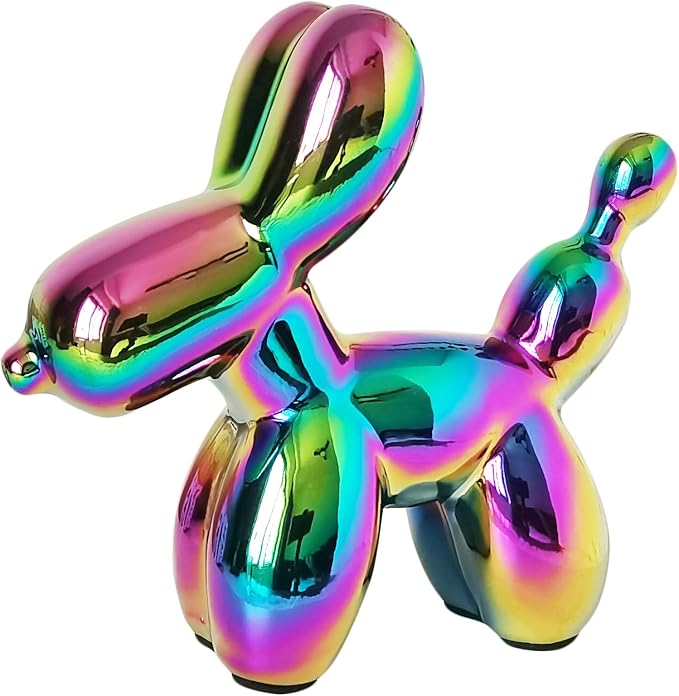 Ceramic Colorful Balloon Dog Decor,Balloon Animal Statue(Medium)