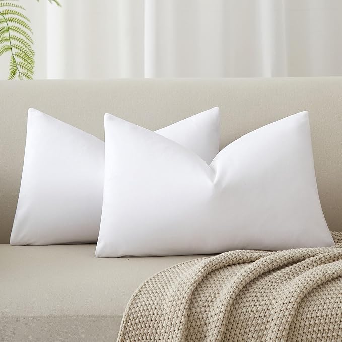 JUSPURBET 12x20 Lumbar Velvet Throw Pillow Covers Set of 2,White