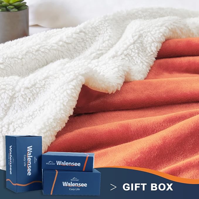 Walensee Sherpa Fleece Blanket (Twin Size 60”x80” Coral) Plush Throw Fuzzy Super Soft Reversible Microfiber Flannel Blankets for Couch, Bed, Sofa Ultra Luxurious Warm and Cozy for All Seasons