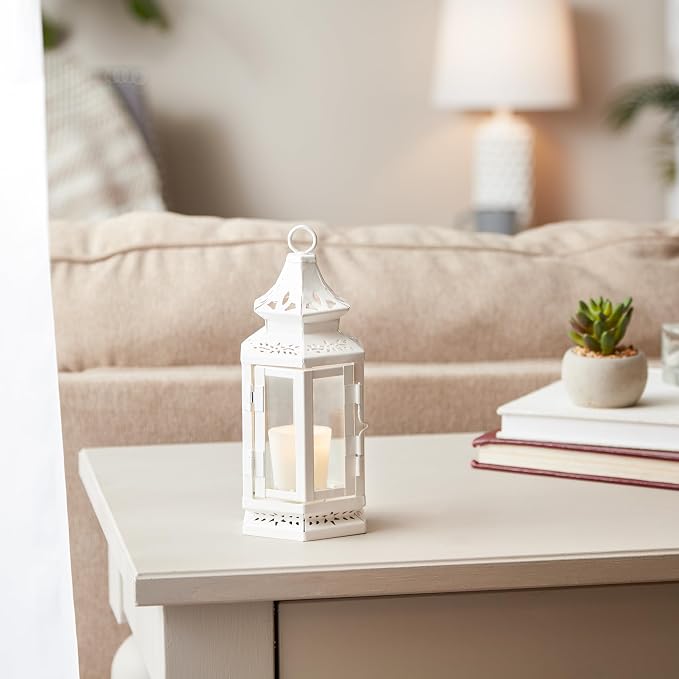 Accent Plus Christmas Decorations Indoor Lantern Decorative Outdoor Christmas Decorations Candle Lantern Victorian Candle Holders Metal Hanging Lantern, 3.75 X 3.25 X 8 Inches