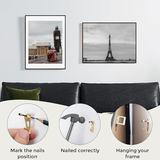 24x30 Metal Picture Frame with 18x24 Mat, Brushed Aluminum Finish, Tempered Glass Front, and Attached Hanging Hardware - Versatile Wall Display Frames for Vertical or Horizontal Orientation(Black,