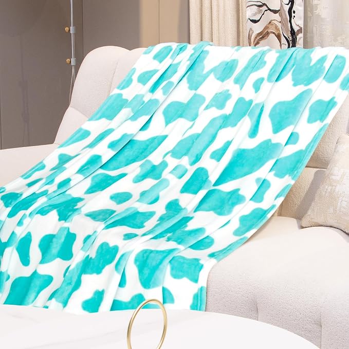 GEULAY Blue Throw Blanket, 50x60 Inches | Warm Fuzzy Fleece, Soft, For Couch Bed, Coastal Living Room Decor, For Adults Kids