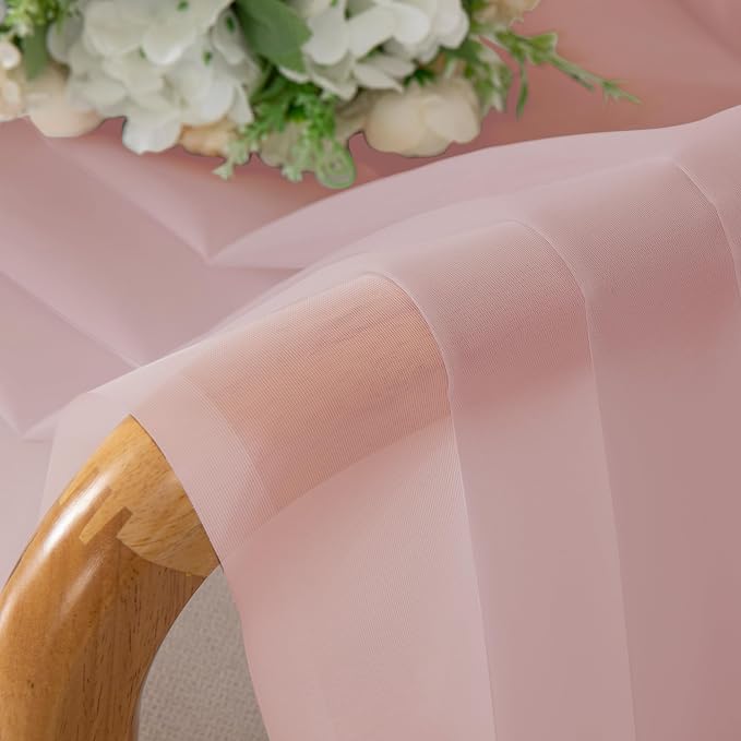Simplebrand Blush Red Sheer Curtains 90 Inches Long 2 Panels, Light Filtering Rod Pocket Solid Color Window Sheer Curtain Panels, Elegant Curtains & Drapes for Living Room, Bedroom, 59" W x 90" L