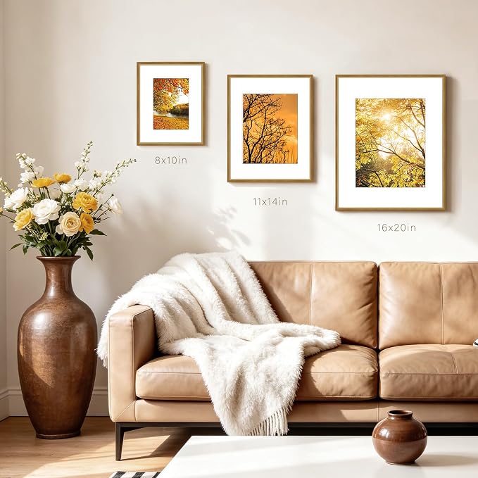 Frametory 11x14 Bronze Aluminum Metal Picture Frame Mat for 8x10 Glass