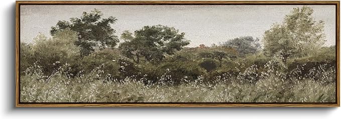 InSimSea Extra Large Framed Vintage Wall Art, Rustic Landscape, 36x12in | Grassland Farmhouse Picture, Canvas, Long Horizontal, Bedroom Above of Bed Fireplace Living Room