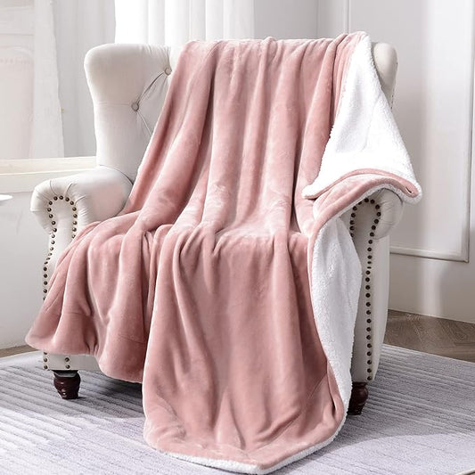 SOCHOW Sherpa Fleece Throw Blanket, Dusty Pink, 60x80 inches | Double-Sided Super Soft Luxurious Plush Blanket Twin Size