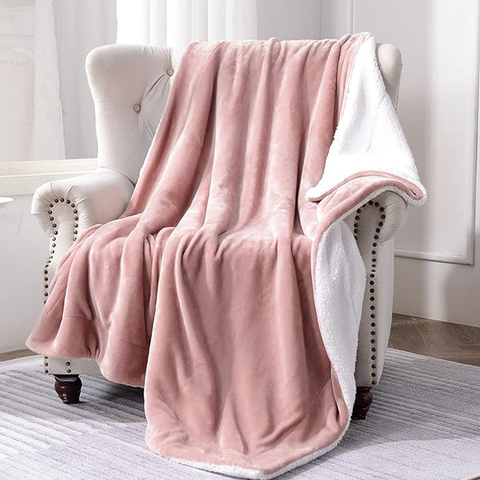 SOCHOW Sherpa Fleece Throw Blanket, Dusty Pink, 50x60 inches | Double-Sided Super Soft Luxurious Plush Blanket Throw Size
