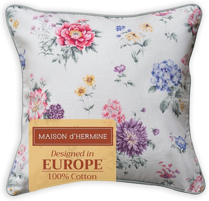 Maison d' Hermine Throw Pillow Covers 100% Cotton (18" x 18" - Pack of 1)