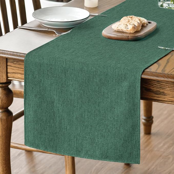 Artoid Mode Forest Green Table Runner, Seasonal Christmas Spring Washable Kitchen Dining Table Decoration for Home Party Decor 13x90 Inch