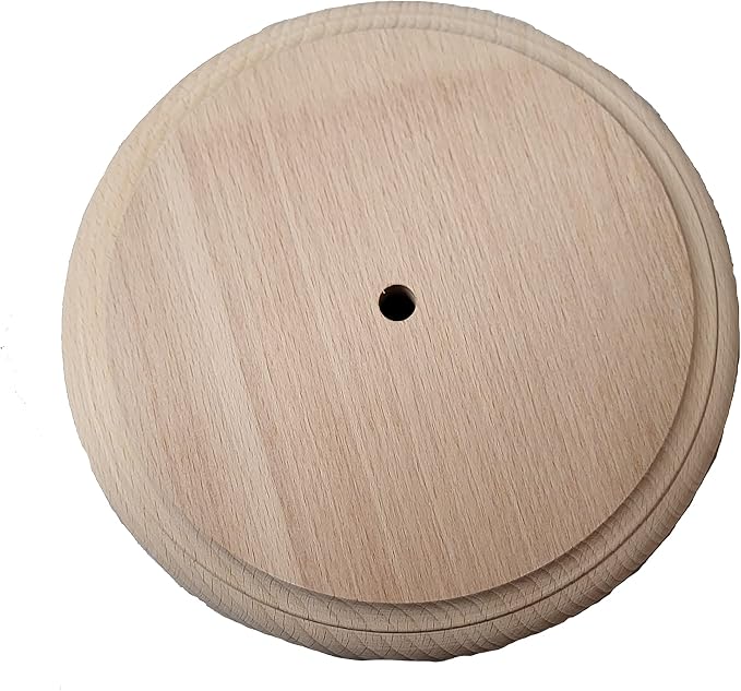 B&P Lamp® Modern Style Unfinished Wooden Lamp Base, 6 1/2 Inch Top by 8 Inch Bottom by 1 1/4 Inch Height