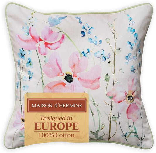 Maison d' Hermine Throw Pillow Covers 100% Cotton (20" x 20" - Pack of 1)