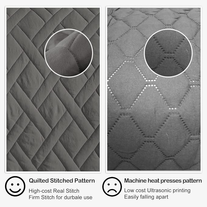 HORIMOTE HOME Quilt Set Queen Size Grey, Classic Geometric Diamond Stitched Pattern, Microfiber Ultra Soft Lightweight Bedspread Coverlet for All Season, 3 Piece Includes 1 Quilt and 2 Shams