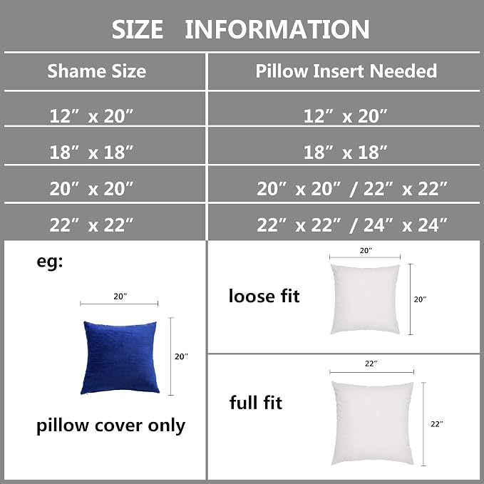 Stellhome Pack of 2 Velvet Pillow Covers Square Decorative Cushion Covers for Bed Couch Sofa Bench, 20 x 20 inch (50 x 50 cm), Royal Blue