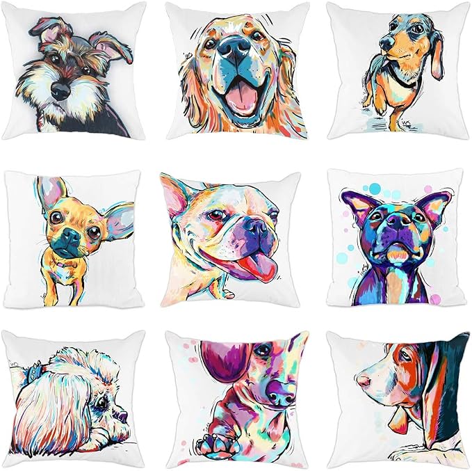 Cute Pet Golden Retriever Dog Pattern Polyester Throw Pillow Covers Car Sofa Cushion Cover Pillowcases Home Decor 18"x18"