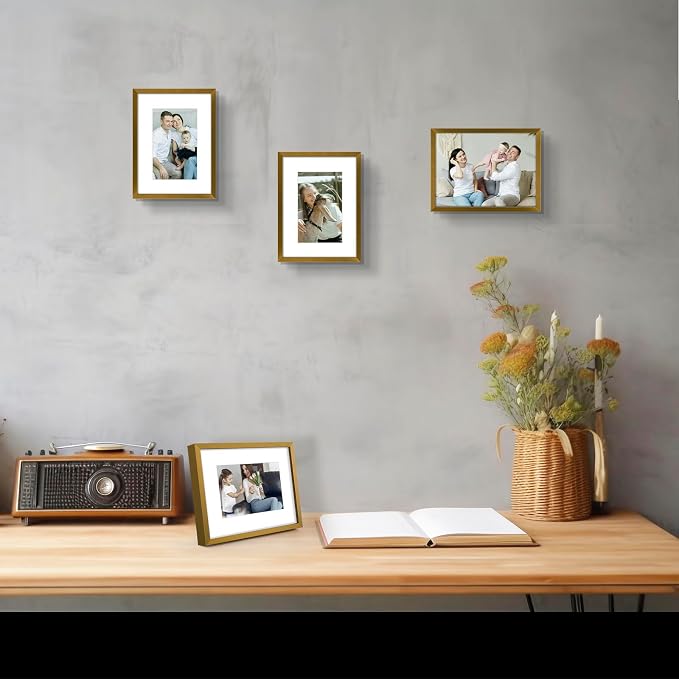 Frametory 6x8 Bronze Aluminum Metal Picture Frame Mat for 4x6 Glass