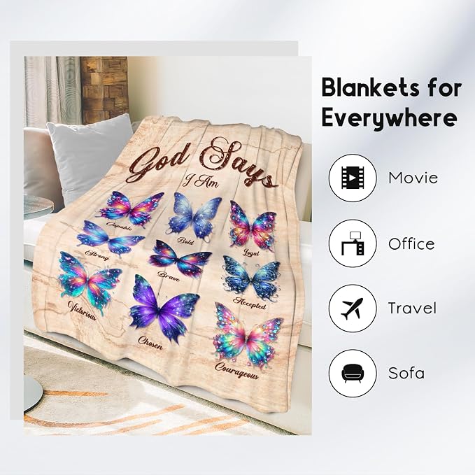 Butterfly Blanket Gifts - Soft Fleece Fuzzy Throw for Women & Girls, Kids - Inspirational Gifts, 40"x50"