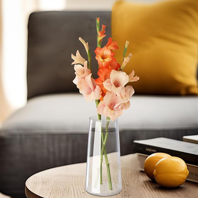 6 Inches Colored Glass Vase for Flower，Clear Glass Vases for Centerpieces Flower Vase for Home Decor, Modern Decorative Flower Vase Living Room, Kitchen, Office Wedding or Gifts (Clear Glass, Small)