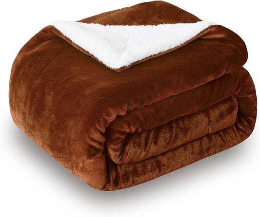 SOCHOW Sherpa Fleece Fall Throw Blanket, Caramel, 60x80 inches | Double-Sided Super Soft Luxurious Plush Blanket Twin Size