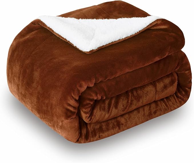 SOCHOW Sherpa Fleece Fall Throw Blanket, Caramel, 50x60 inches | Double-Sided Super Soft Luxurious Plush Blanket Throw Size