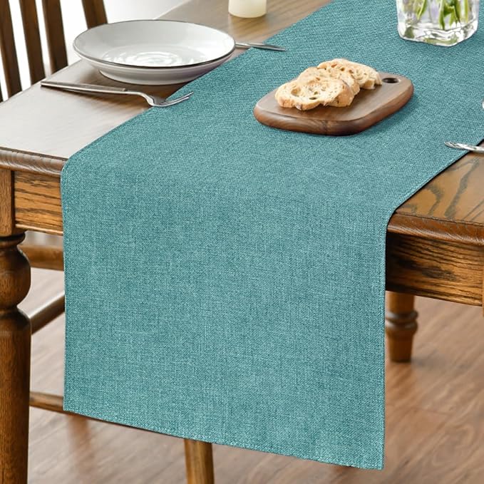 Artoid Mode Turquoise Aqua Table Runner, Seasonal Summer Washable Kitchen Dining Table Decoration for Home Party Decor 13x108 Inch