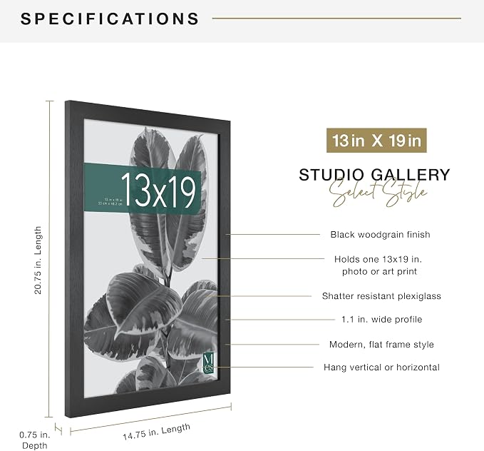 MCS Studio Gallery Frame Black Woodgrain, 1-Pack