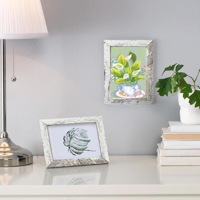 xnlkros Picture Frame Set 10 pack, Farmhouse Photo Frames, Gallery Wall Frame Collage, 8x10 5x7 4x6 Frames in 3 Different Finishes Picture Frames For Wall or Desk,Rustic White