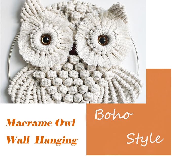 Achart Owl Macrame Wall Hanging-Hand Woven Boho Tapestry-Macrame Wall Decor