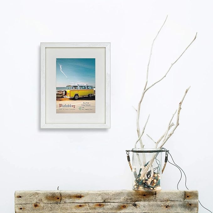 VIOLABBEY 8x10 Picture Frame Creamy White Set of 2 with Real Glass Front