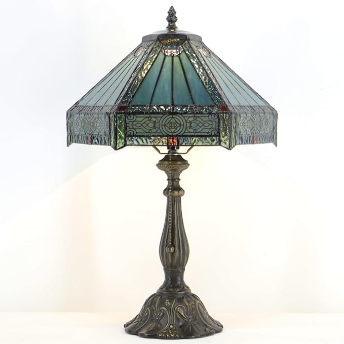 Tiffany Lamp Stained Glass Table Lamp Bedside Reading Light W12H19 Inches (Mission Style)