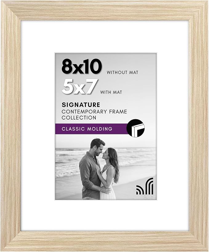 Americanflat 8x10 Picture Frame - Matted to 5x7 - Natural Oak
