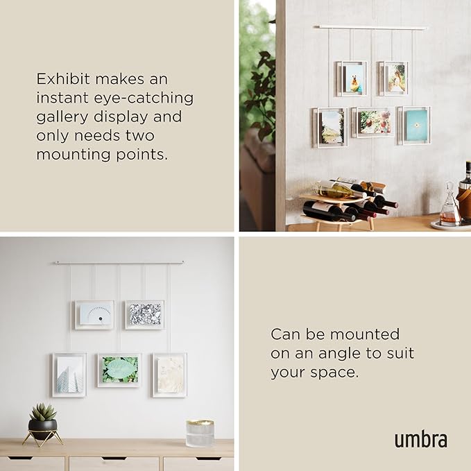 Umbra Exhibit Picture Frame Gallery Set Holds Five Photos, White
