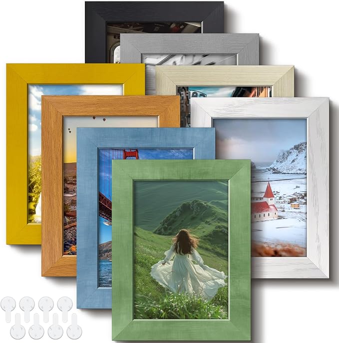 RoseEmber 4x6 Picture Frames Set of 8, Wall Gallery Photo Frames, High-Definition Real Glass, for Tabletop or Wall Hanging