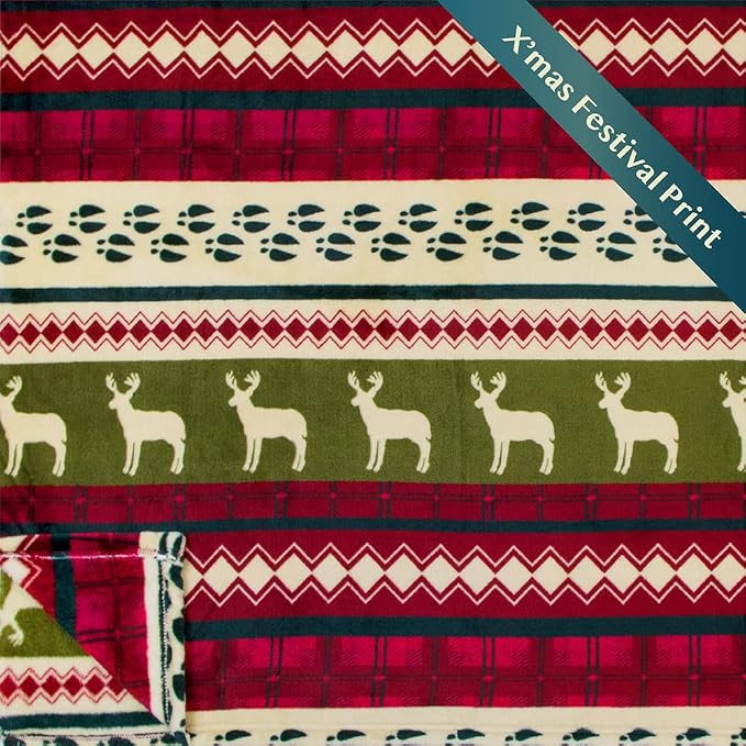 Pavilia Plush Red Christmas Fleece Throw Blanket - Soft, Warm Winter Cabin Throw, 50x60