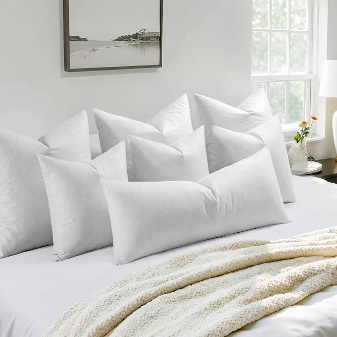 MIULEE 22x22 Pillow Inserts 2 Pack,Feather Mix Polycotton Pillows | Cotton Fabric, Decorative Throw Pillows for Couch Bed Sofa