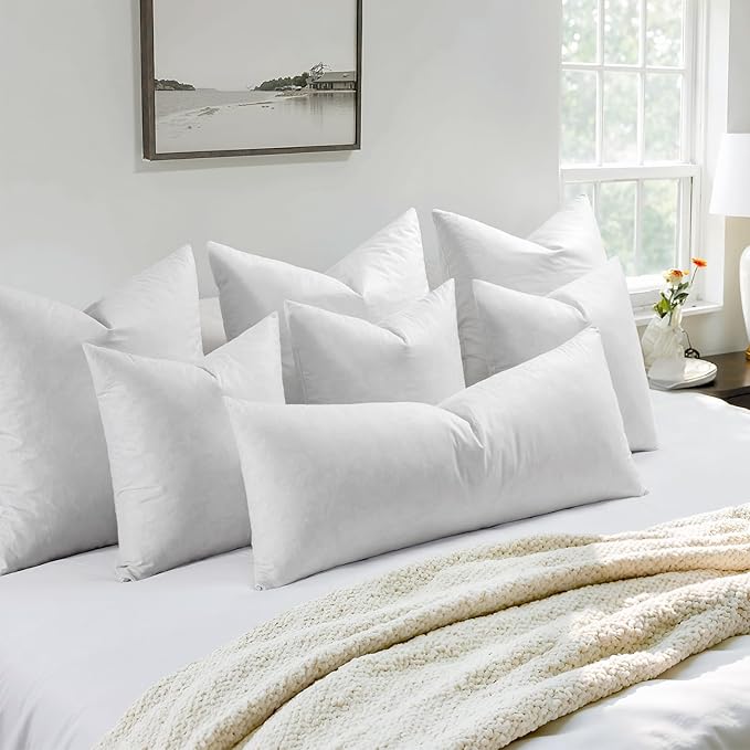 MIULEE 18x18 Pillow Inserts 2 Pack,Feather Mix Polycotton Pillows | Cotton Fabric, Decorative Throw Pillows for Couch Bed Sofa