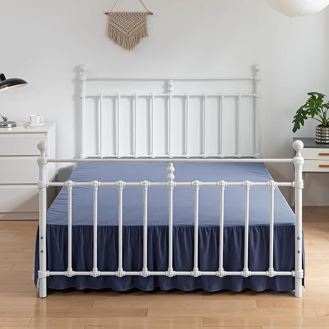 Bed Skirt Full Size Ruffled Bed Skirts with Split Corners | 18 Inch Drop Dust Ruffle Bed Skirt with Platform, Blue