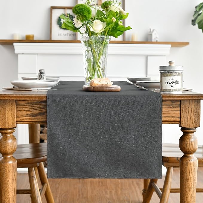 Artoid Mode Grey Table Runner, Seasonal Washable Kitchen Dining Table Decoration for Home Party Decor 13x36 Inch