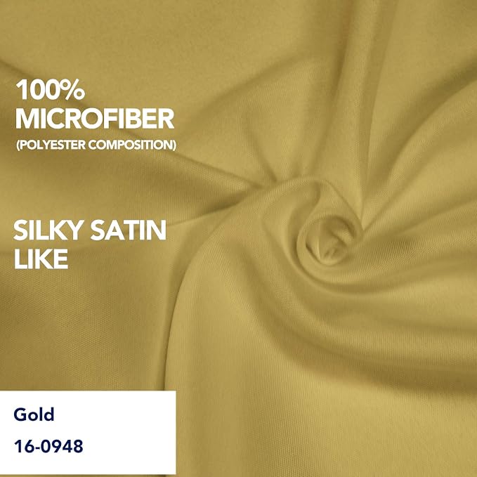PureFit Wrap Around Ruffled Bed Skirt, Gold, Twin/Full - 14" Drop | Wrinkle Free Bedskirt Dust Ruffles, Easy to Put On Frame Cover with Adjustable Elastic Belt