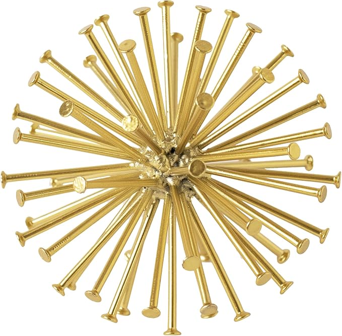 4.5” Metal Spike Sphere Tabletop Decor, Gold Geometric Decorative Ball
