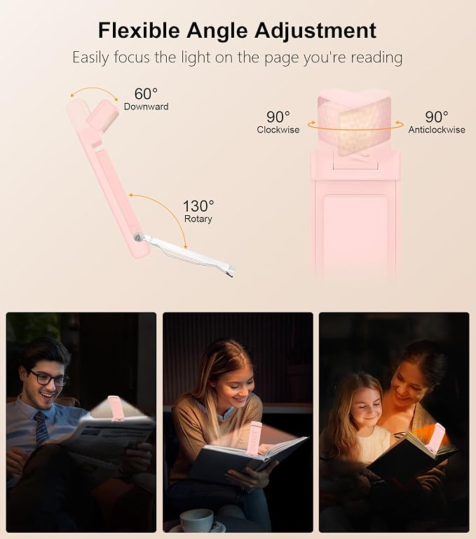 Gritin Book Light Rechargeable, Clip on LED Reading Light for Books in Bed